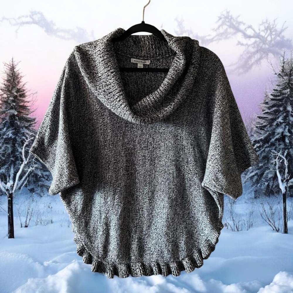 Studio Works Grey Cowl Neck Sweater with Ruffle